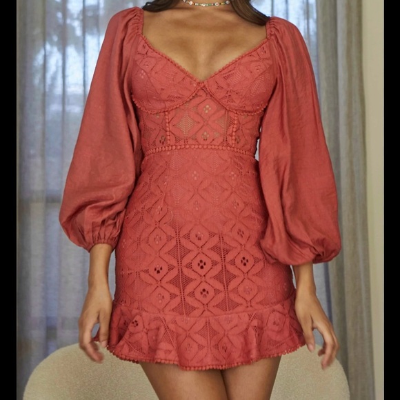 Angel Biba Orange Fit and Flare Dress with Sweetheart Neckline - Picture 7 of 7